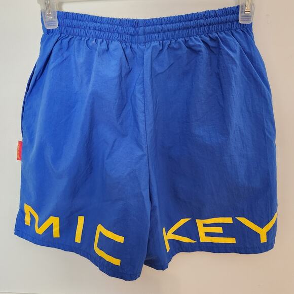 Vtg Disney Store Mickey Mouse Swim Trunk Shorts Sz Medium Mens Embroidered Blue - Picture 5 of 12